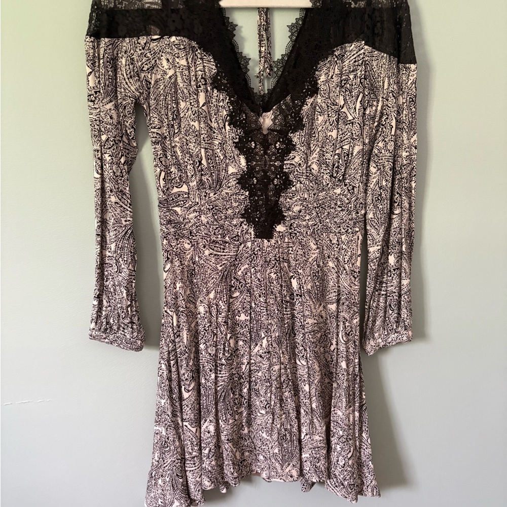 Anthropologie Black and White Lace Dress